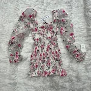 For Love and Lemons Lovell Burnout Smocked Mini Dress